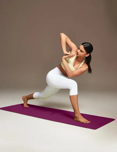 Miniatura 6 de Heathyoga Tapete de Yoga Antideslizante Ecológico, Sistema de Alineación Corporal, Material TPE Certificado por SGS - Superficie Texturizada Violeta