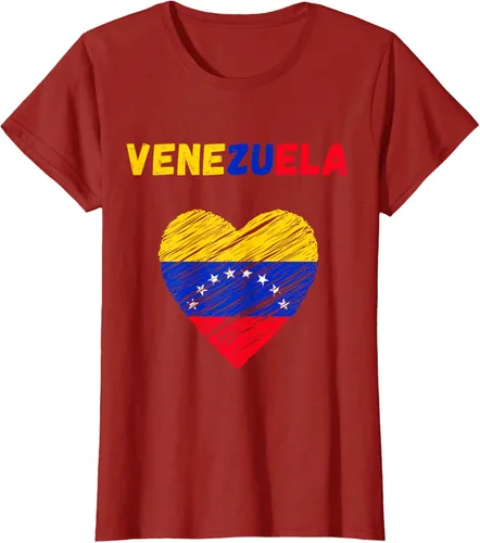 Miniatura 80 de Camiseta con la bandera venezolana con corazón de Venezuela, Negro
