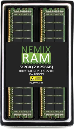 Miniatura 9 de NEMIX RAM 1TB (4X256GB) DDR4 3200MHZ PC4-25600 8Rx4 1.2V CL22 288-PIN ECC LRDIMM Kit de memoria de servidor reducida de carga compatible