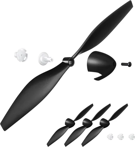Zhanmai 3 juegos de hélices de avión Rc de repuesto, cono de nariz de fibra de carbono compatible con avión Tr-c285g y Tr-c385 de 4 canales con