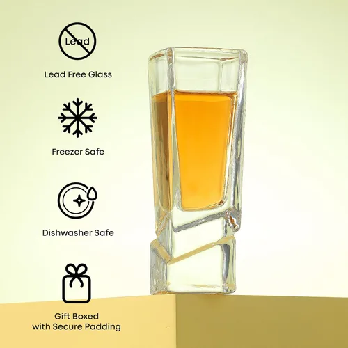 Miniatura 6 de JoyJolt Carre Vasos de tiro cuadrados con base pesada Set de 4, 1.8 onzas