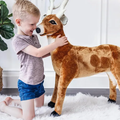 Miniatura 2 de Ciervo gigante de Melissa & Doug, animal realista relleno, más de 3 pies de largo