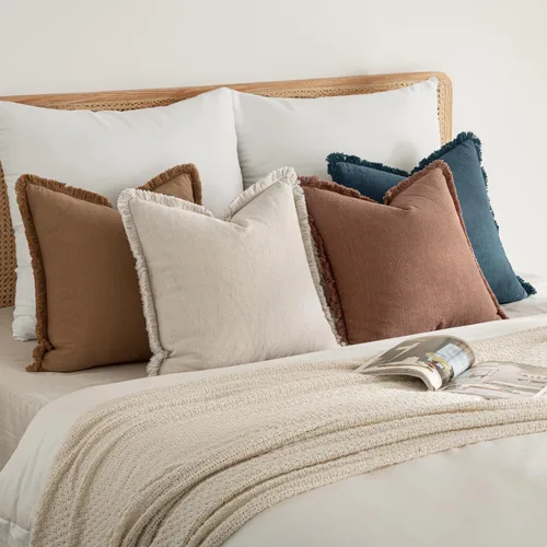 Miniatura 5 de MIULEE Juego de 4 fundas de almohada decorativas de lino neutro con flecos, fundas de almohada modernas y rústicas para cama, sofá, sala de estar