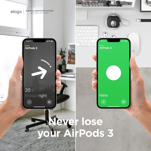 Miniatura 3 de elago Snapshot - Funda compatible con AirPod con soporte para AirTag (AirPods 3), bonito diseño de cámara con llavero, silicona duradera, soporta