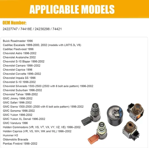 Miniatura 2 de Kit de solenoide de transmisión 4L60E 4L65E de 5 piezas compatible con GM 1993-2002/Chevrolet