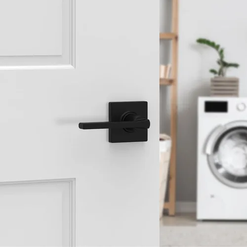 Miniatura 2 de Kwikset Casey - Manija de puerta de paso interior, paquete de 4 manijas para puertas de armario y pasillo, manija reversible sin bloqueo, negro