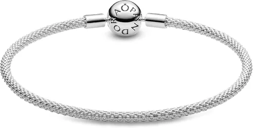 Miniatura 3 de Pandora Jewelry Moments - Pulsera de plata de ley con dije de malla, Metal