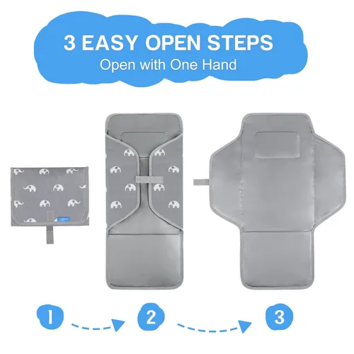 Miniatura 6 de Cambiador portátil con almohada incorporada, cambiador de pañales plegable de viaje, estación de cambio impermeable abierta con una sola mano