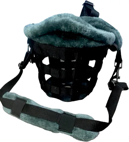 Miniatura 3 de Horse Grazing Muzzle Halter, Mink Fleece Padded, Multiple Sizes, Breathable (Black, Cob)