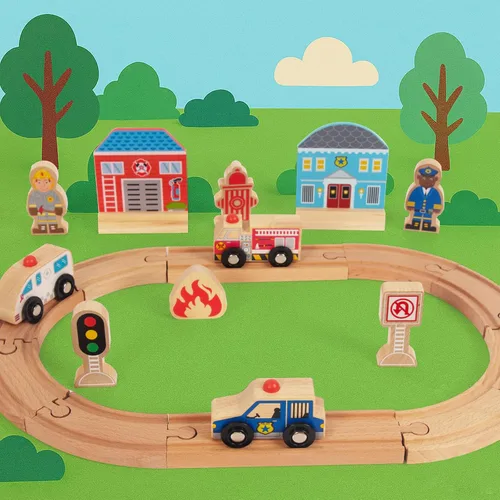 Miniatura 2 de Set de trenes de madera para niños pequeños, vías de madera se adapta a Thomas, se adapta a Brio, se adapta a Chuggington, se adapta a Melissa
