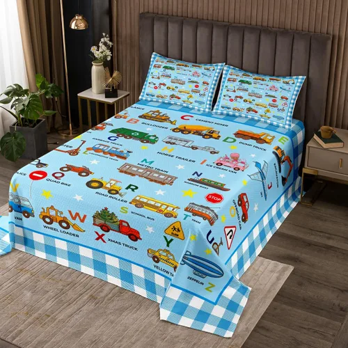 Miniatura 18 de Colcha de vehículos de rescate para niños, tamaño individual, juego de colcha de ambulancia de coche de policía y camión de bomberos, decoración