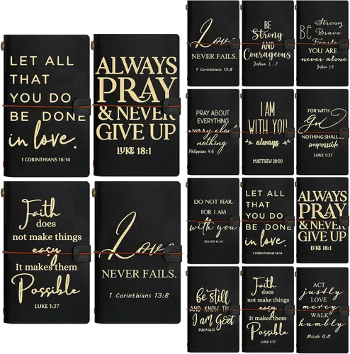 Tinlade 12 piezas de regalo de iglesia cristiana, diario religioso inspirador de cuero, cuaderno A6, cuaderno con forro recargable, regalo de