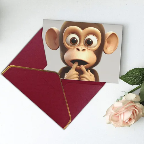 Miniatura 9 de The Silent Monkey - Tarjetas de felicitación impresas, tarjetas en blanco de 4.5 x 6 pulgadas con sobres para todas las ocasiones, cumpleaños, Rojo