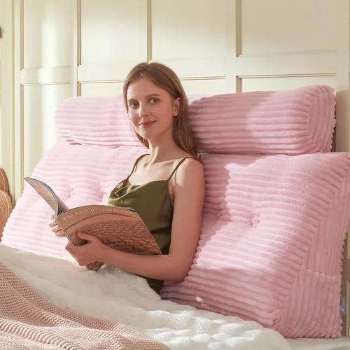 Miniatura 21 de Almohada de Cuña para Cabecero + Una Almohada Larga de Rollo para el Cuello Almohada Corporal, Almohada Grande de Cabecero con Funda Removible Beige
