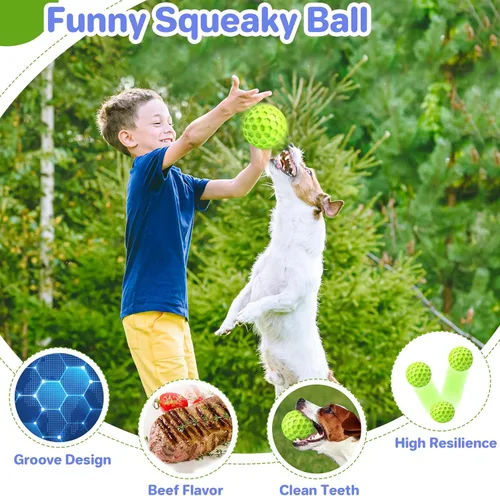 Miniatura 4 de DISSKNIC Pelotas chirriantes indestructibles para perros, juguetes interactivos para perros masticadores agresivos, razas grandes para aliviar