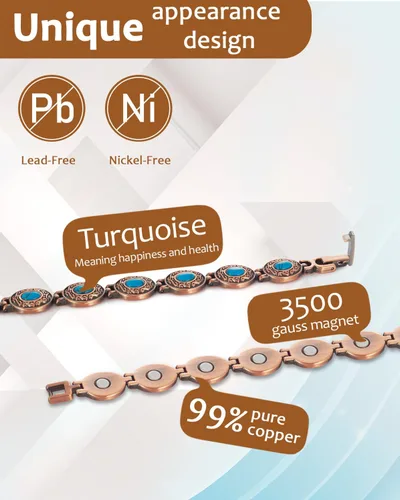 Miniatura 5 de MagVIVACE Pulsera de cobre para mujer, joyería magnética con imán
