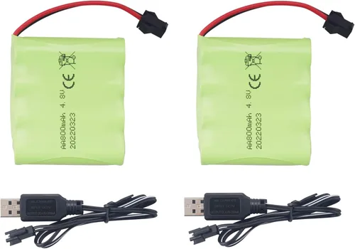 sea jump Accesorios 2 unids AA 4.8 V 800 mAh recargable RC Toy Car Battery SM2P Plug RC Truck Stunt Car Excavator Toy Car Battery y cable de carga