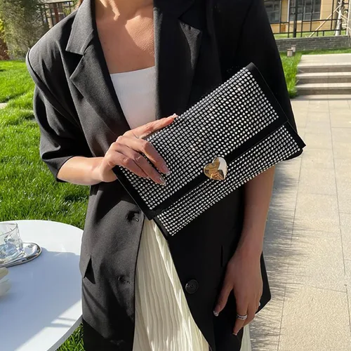 Miniatura 6 de WEIYON BABOMAREON - Bolso de mano rectangular para mujer, bolso de noche brillante