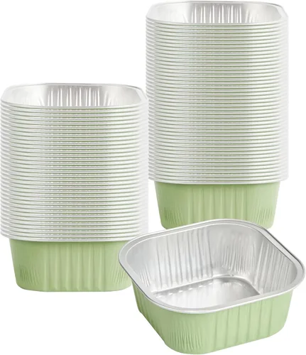 Miniatura 20 de Restaurantware - Moldes desechables, paquete de 100 tazas cuadradas de aluminio para hornear de 10 onzas - Las tapas se venden por separado, listas
