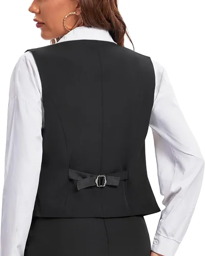 Miniatura 3 de Foucome Traje de vestir formal de negocios ajustado regular para mujer, chaleco con botones