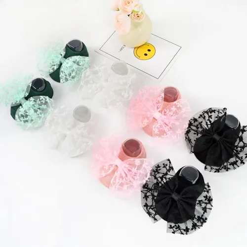 Miniatura 4 de SAOROPEB 4 pares de calcetines para bebés niñas, agarre antideslizante para bebés y niños pequeños, calcetines de tobillo para niñas