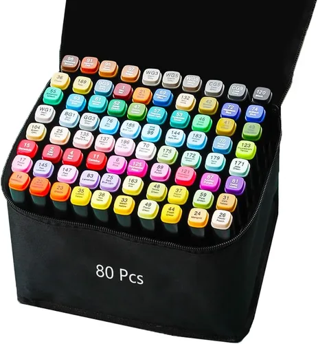 Zmcik Marcadores de alcohol de 80 colores, marcadores artísticos para niños y adultos, marcador de dibujo de doble punta, pintura para colorear,