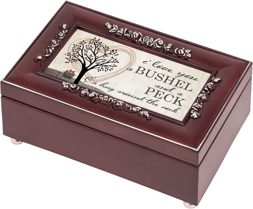 Cottage Garden Love You Bushel Peck Hug - Caja de música de palisandro pequeña con texto en inglés "You are My Sunshine"