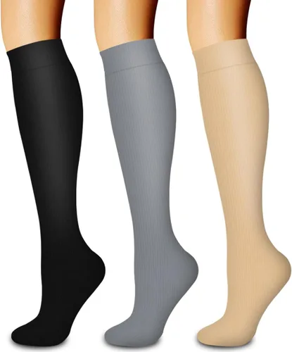 Miniatura 99 de Paquete de 3 pares de calcetines de compresión médica para mejorar la circulación de mujeres y hombres, para correr, hacer deporte y amamantar