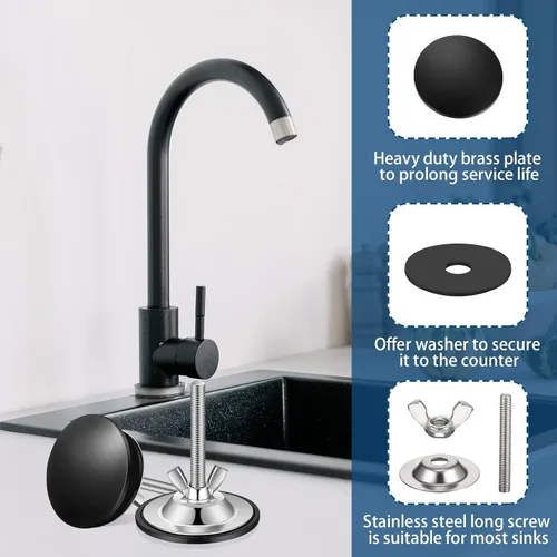 Miniatura 5 de LEIFIDE Cubierta de Orificio de Fregadero de Cocina de 2 Pulgadas Grifo de Acero Inoxidable Tapa de Placa de Orificio de Grifo de Fregadero de Negro