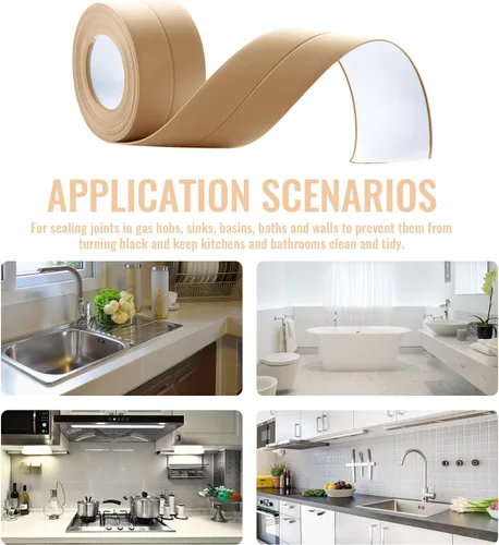 Miniatura 6 de Cinta selladora de baño, impermeable, cinta de calafateo de esquina de pared, cinta autoadhesiva simple para cocina, inodoro, bañera, baño