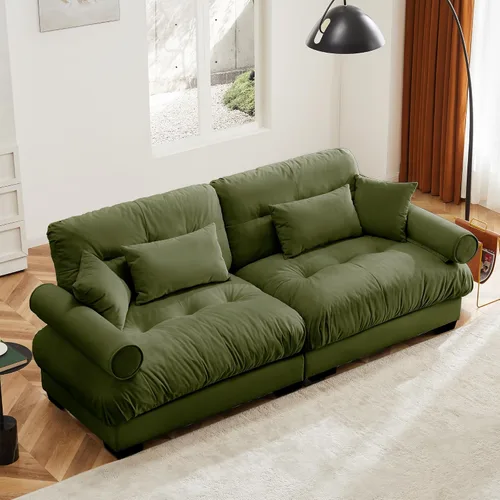 Miniatura 38 de Otomana beige para sofá modular modular, sofá individual, asiento otomano para sofá modular convertible, sofás de terciopelo para sala de estar