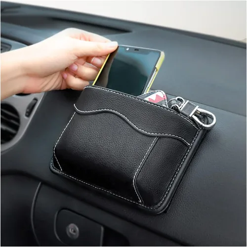 Miniatura 8 de Organizador de bolsillo lateral para asiento de auto, mini bolsa de almacenamiento de cuero sintético para puerta, ventana y consola del auto, porta