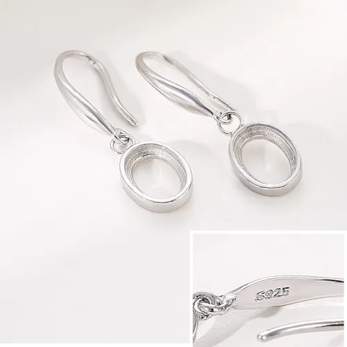Miniatura 4 de Bisel de plata de ley 925 en blanco, ajuste de montaje, bandeja para aretes ovalados/cuadrados/rectangulares para hacer joyas de manualidades