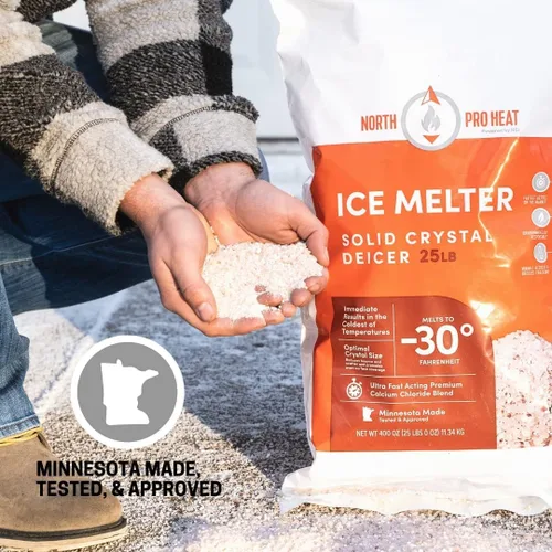 Miniatura 3 de Pro Heat Plus - Mezcla negativa de cloruro de calcio de 30 grados, bolsa resellable de 25 libras + esparcidor de manchas, descongelante de acción