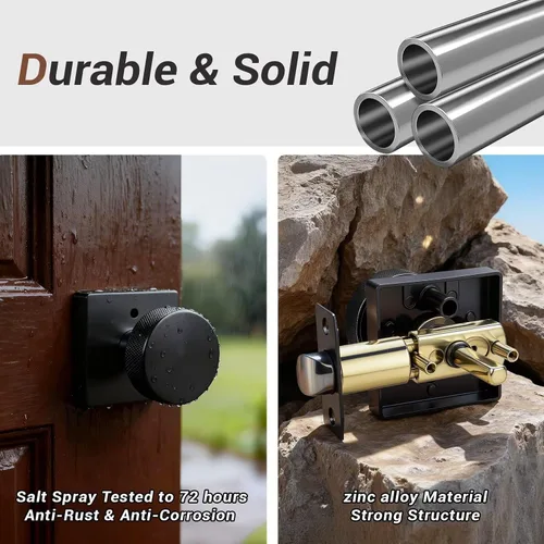 Miniatura 4 de Knobonly Paquete de 6 pomos de puerta negros para dormitorio y baño, pomos de puerta de privacidad interiores con cerradura, pomos de puerta
