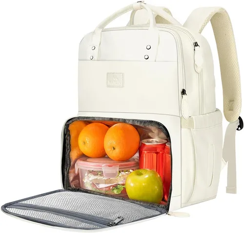 MATEIN - Mochila para mujer con fiambrera, mochila de 17 pulgadas con compartimento refrigerado para contenedores de almuerzo, mochila grande para