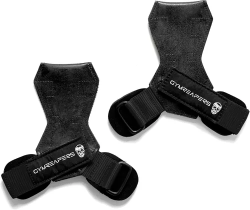 Miniatura 9 de Gymreapers - Agarres para levantamiento de pesas (par) para levantamiento de potencia pesada, peso muerto, remo, tracción, con envoltura de muñeca