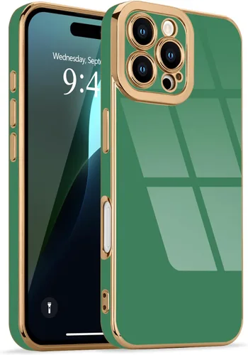 Miniatura 112 de Lafunda Diseñada para iPhone 13 Pro, fundas lujosas con chapado lindo para mujeres y niñas, elegante borde dorado, a prueba de golpes, TPU con funda