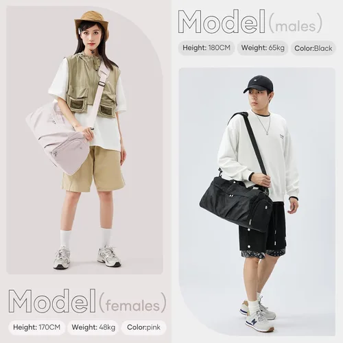 Miniatura 7 de Bolsa de gimnasio para mujer, bolsa de mano para fin de semana, bolsas de viaje para hombres con funda para carrito, A3-Verde ejército, Campañas