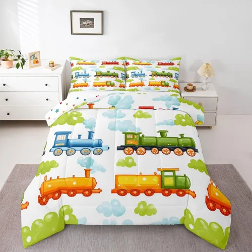 Miniatura 8 de Feelyou Juego de ropa de cama de camión de bomberos, edredón de coche de bomberos y policía para decoración de habitación de niños, tamaño Multi D05