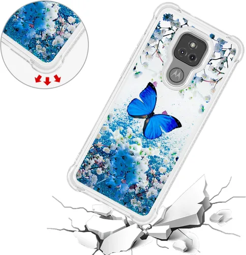 Miniatura 4 de Funda para Moto G Play 2021 con protector de pantalla de vidrio templado, brillante con purpurina líquida flotante para niñas y mujeres, bonita