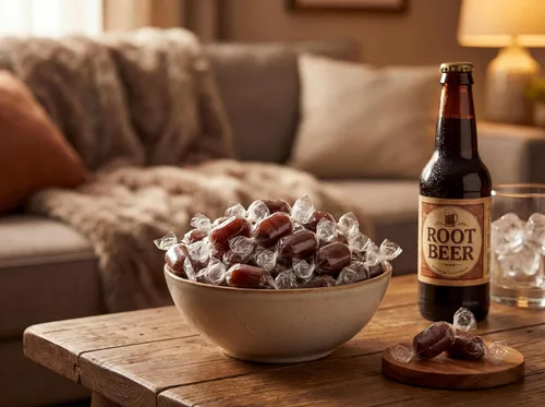 Miniatura 3 de Root Beer Barrels - Caramelo duro – Bolsa a granel de 2 libras Sabor a cerveza de raíz antigua Dulces envueltos individualmente para fiestas