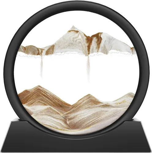 Miniatura 16 de Wai Danie - Cuadro de arena movediza 3D con forma de reloj de arena de mar profundo, pintura de movimiento líquido con marco de arena fluida Oro