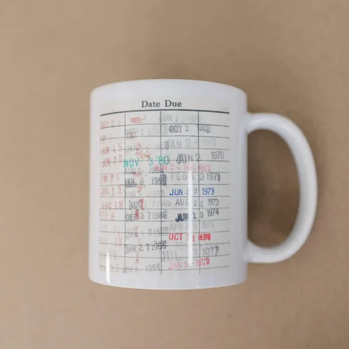 Miniatura 4 de Joyful Moose Taza de café con tarjeta de fecha de vencimiento de la biblioteca, regalo para lectores, bibliotecarios