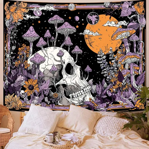 Miniatura 18 de Kanuyee Tapiz de Esqueleto de los Amantes Tapiz Gótico para Dormitorio Tapices de Cartas del Tarot Góticas para Colgar en la Pared Decoración El