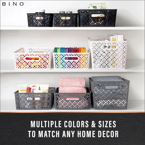 Miniatura 5 de BINO l Cestas de almacenamiento de plástico, XGrande - Negro LA COLECCIÓN DE FLORES l Contenedor multiusos organizador l Asas incorporadas l Cesta