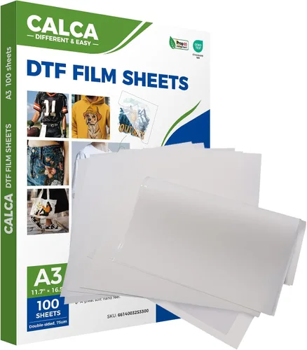 Miniatura 2 de CALCA 100 hojas de película de transferencia DTF A3 de alta calidad, hojas de película DTF, hojas de pretratamiento, papel de transferencia de calor
