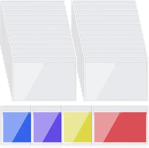Miniatura 13 de Paquete de 30 bolsillos autoadhesivos para tarjetas de índice, con apertura superior, tarjetero ideal para organizar y proteger tus tarjetas