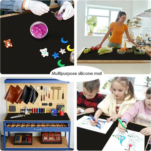 Miniatura 3 de Tapete de silicona extra grande para encimera de cocina, 36 x 24 pulgadas, tapete de silicona para mesa de resina, tapete resistente al calor