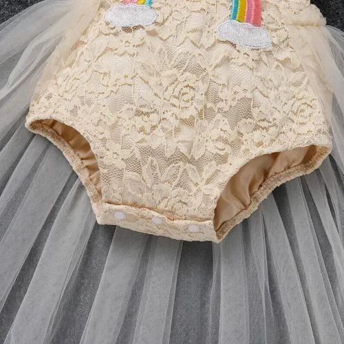 Miniatura 46 de Traje de bebé niña primer cumpleaños traje de encaje tul mameluco princesa tutú vestido de un año cumpleaños pastel Smash fotografía ropa